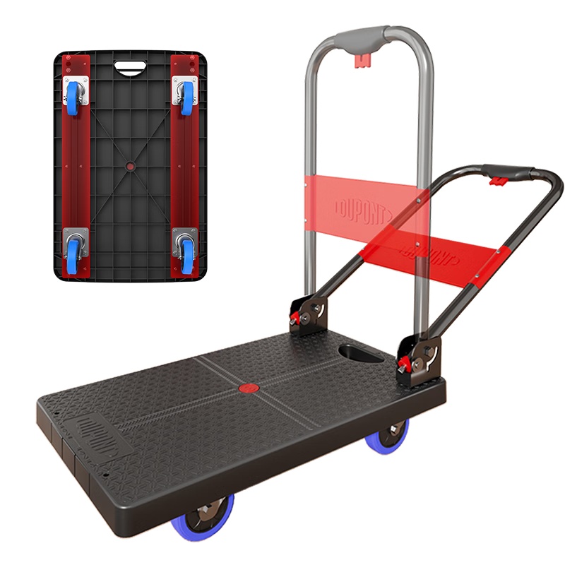 INWEE Folding Flat Cart Hand Truck Delivery Trolley Easy Pull Load Capacity 500kg Labor Saving 25%