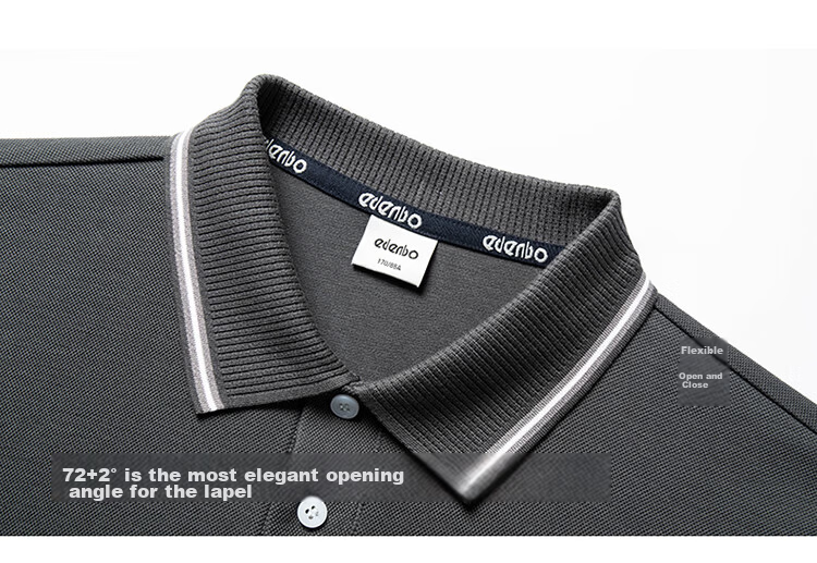Edenbo Long Sleeve Polo Shirt Men Pure Cotton Simple Top Navy Blue 175/92A (XL) 8