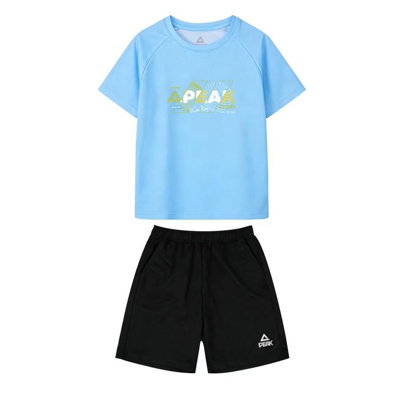 Peak Badminton Sports Shorts Student Children's Sports Set Quick-Dry T-Shirt Competition Short Sleeve White 170