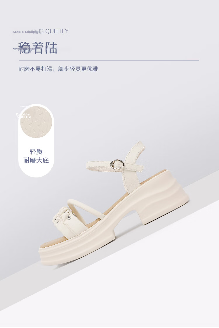 Red Dragonfly Women's Sandals Fairy Style Thick Sole Height Increasing One-Strap Casual Open Toe Beach Shoes WLK266852 Beige Size 37 6