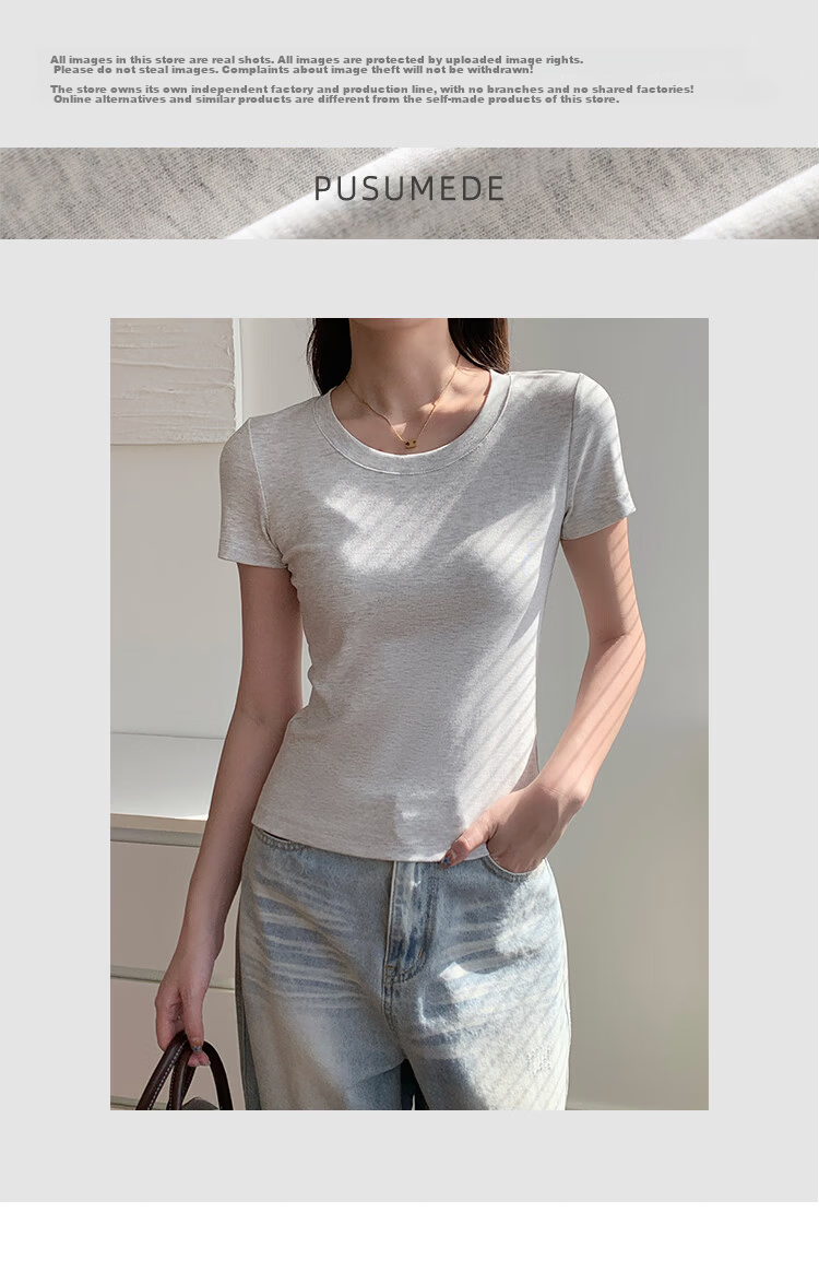 Herbal Original Color Women's T-Shirt Short Sleeve Pure Cotton White Loose Fit Basic Black Breathable Top 2026 New Summer Round Neck Korean Style 1