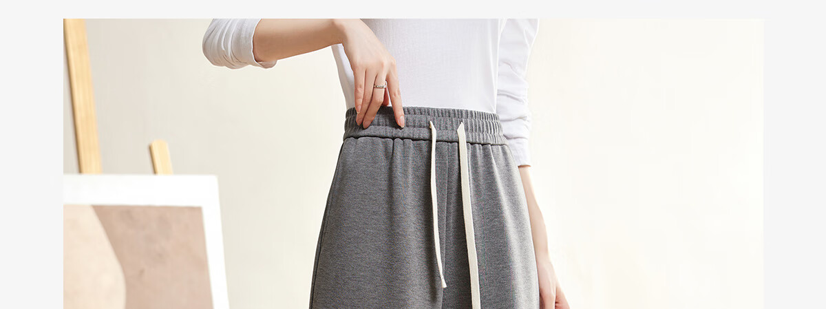 Halo Queen Women's Casual Pants with Drawstring Elastic Waist, Straight-Leg Trousers, Slimming, Figure-Flattering, Versatile Comfortable Pants, New Product H143R1013 1