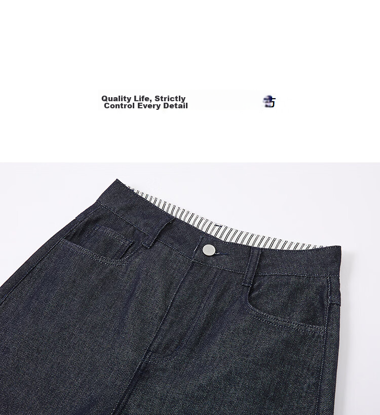 Demana [Cloud Feel Cotton Blend] Spring High-Waist Straight-Leg Striped Patchwork Cuffed Petite Elegant Women's Jeans 12