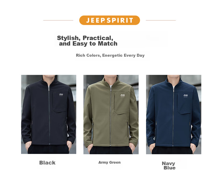 JEEP SPIRIT Men's Softshell Jacket Autumn Winter Men's Workwear Casual Trendy Loose Outerwear 6