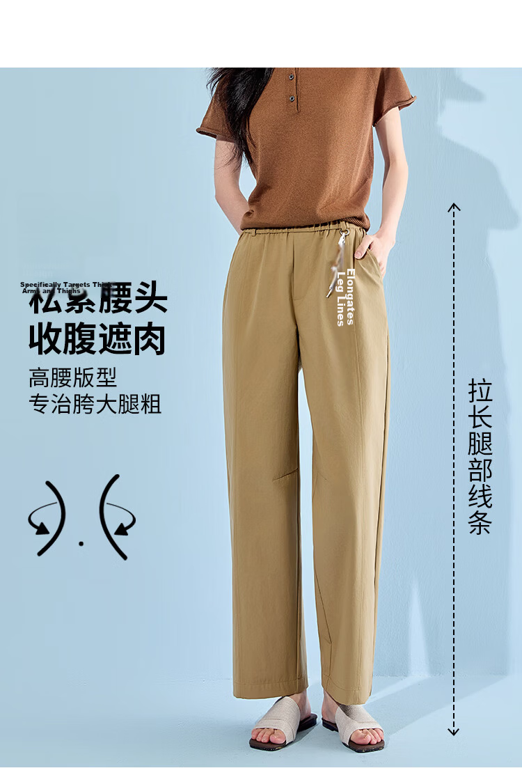 Free Style Wide-Leg Pants for Women Summer Thin Nine-Point Straight Casual Pants 2026 New High Waist Slim Loose Narrow Balloon Pants 6