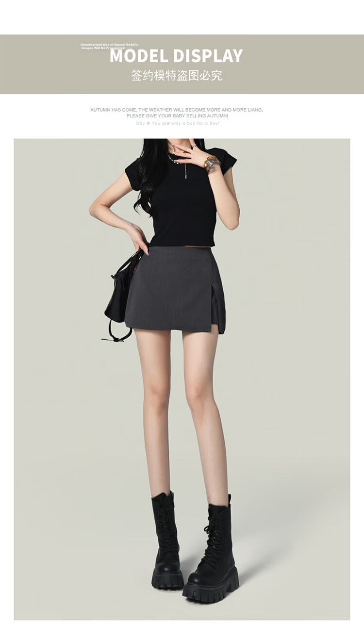 Free Style American A-Line Slit Blazer Skirt for Women 2026 Summer New Retro High Waist Anti-Exposure Bodycon Mini Skirt 12