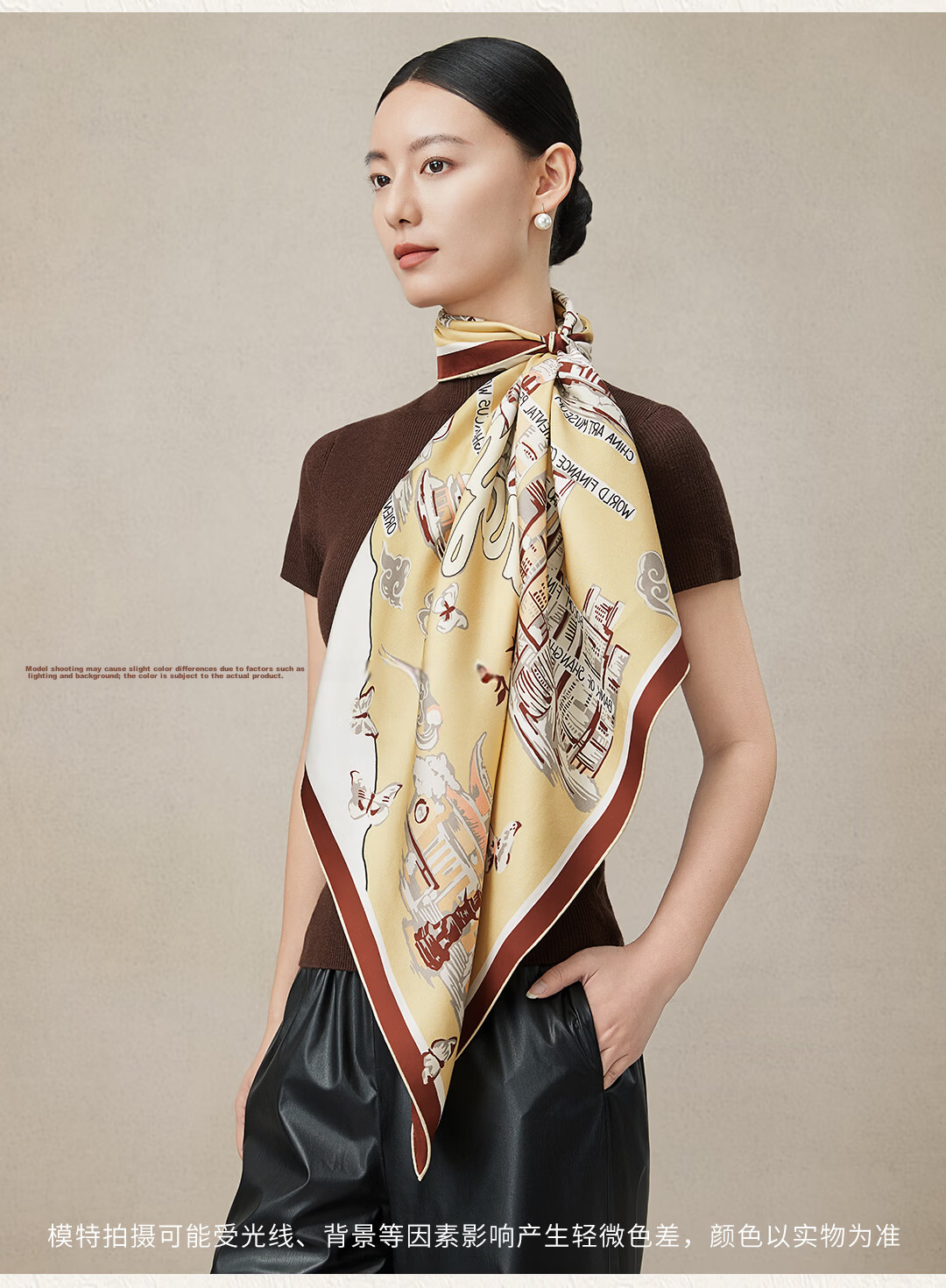 Shanghai Story [Counter Same Style] 100% Mulberry Silk Women's Scarf Large Square Shanghai Light Gift for Girlfriend 8