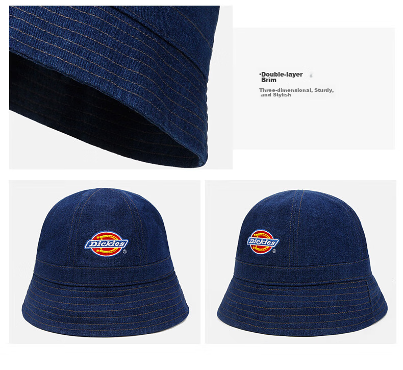 Dickies Women's New Sun Protection Fisherman Hat Large Head Circumference Slimming Face Sunshade Bucket Hat Black for Men and Couples Casual Cap 4