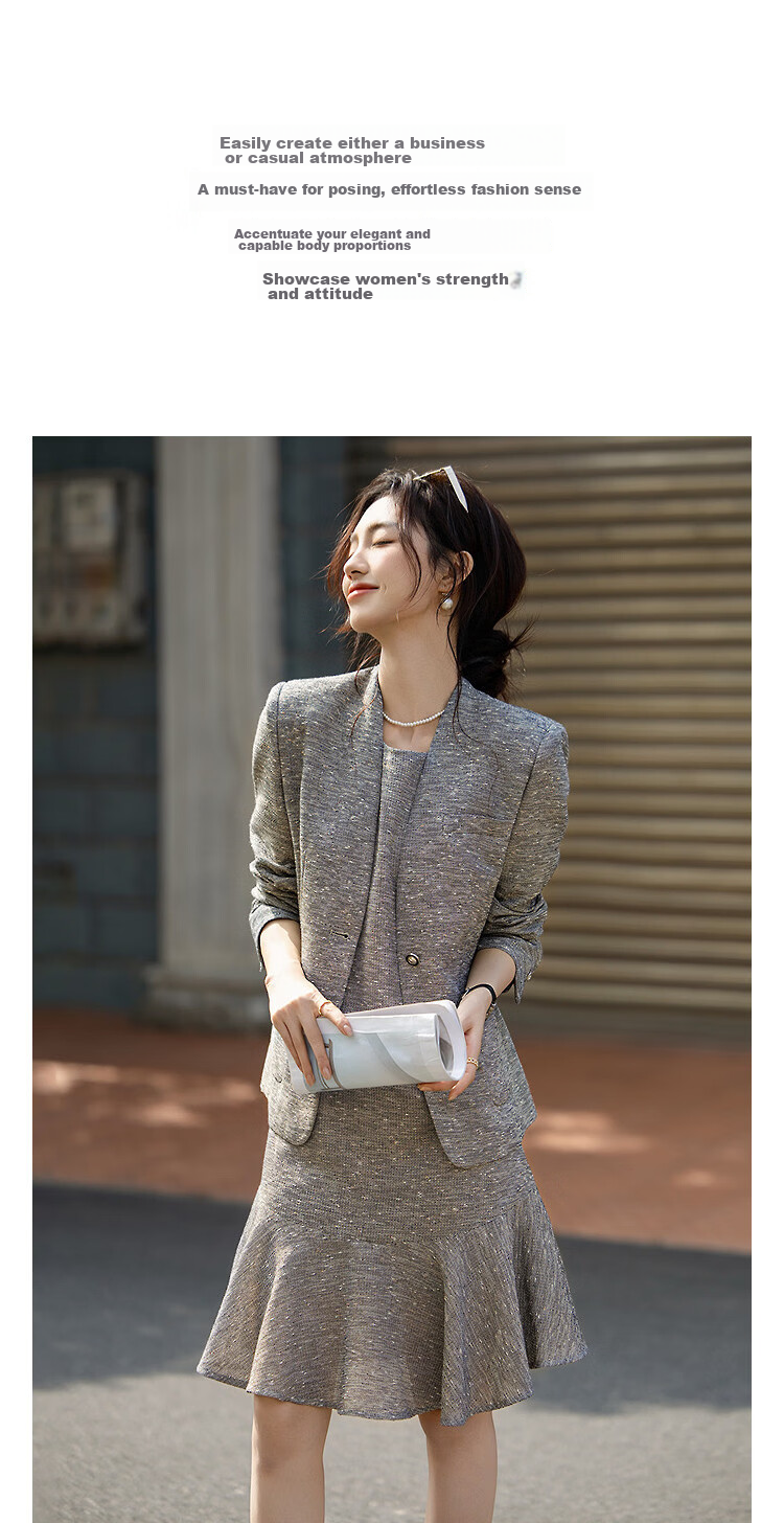 Demana [Smart Urban] Autumn Chic V-Neck Two-Button Patch Pocket Slim Fit Blazer for Women High-End Style 6