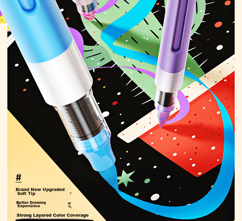 M&G Stationery, 48-Color Big Ink King Direct Liquid Acrylic Soft-Tip Markers, Student Children's Watercolor Pens, Drawing Pens, Painting Brushes, Colored Pens, Birthday Gift 19