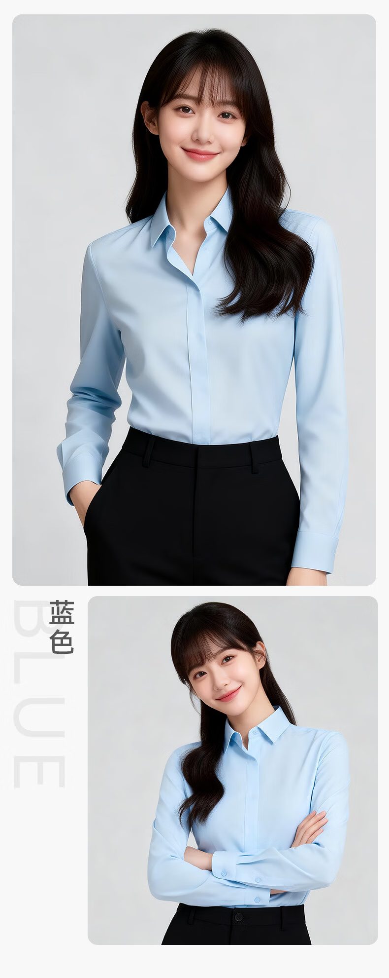 Yulixi Women's Stretch Long Sleeve White Shirt Business Interview Professional Formal Slim Fit Wrinkle-Resistant Non-Iron Blouse 12