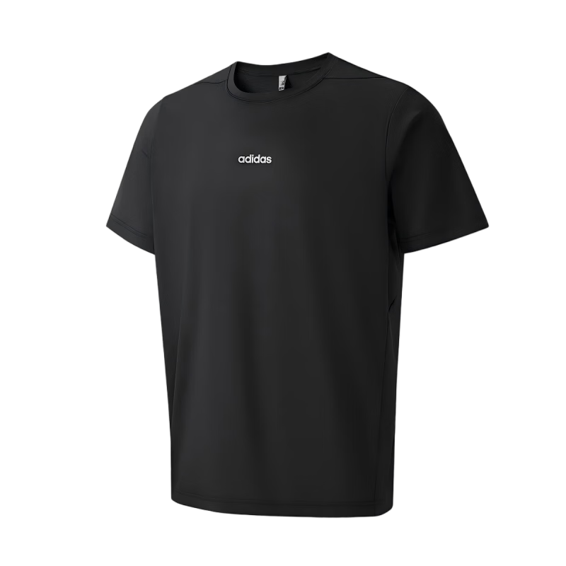 Adidas Men's Short-Sleeve T-Shirt, Summer Outdoor Round Neck Quick-Dry Versatile Trendy Loose Casual Sports Half-Sleeve, Black, 2XL