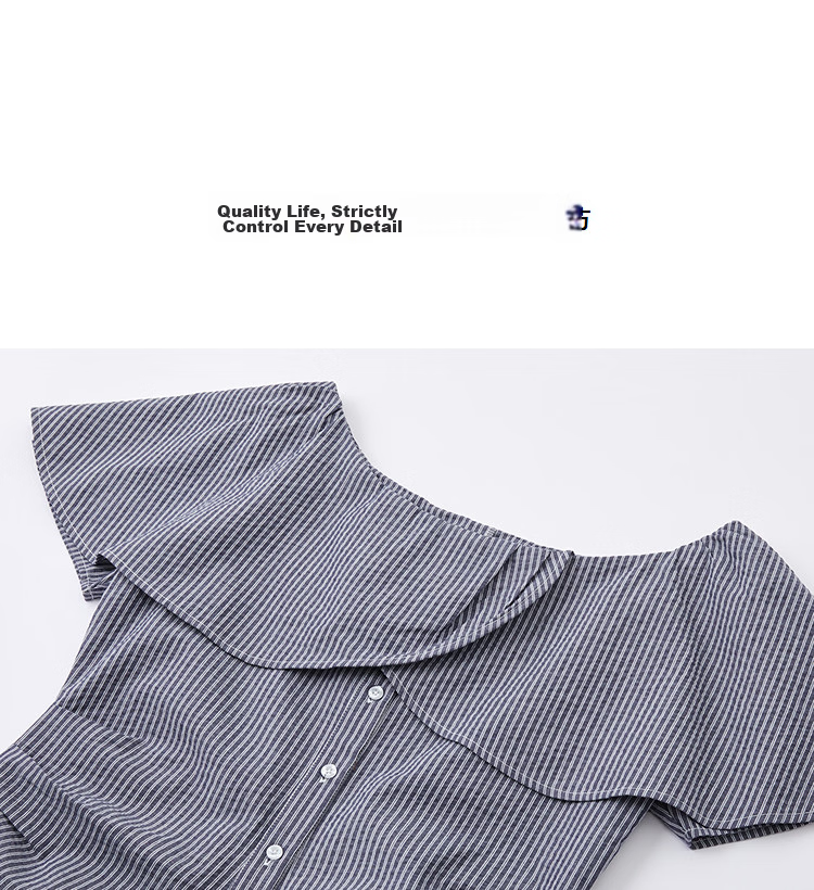 Demana [Cloud Soft Pure Cotton] Summer Heavywork Ruffle Elastic Off-Shoulder Striped Slim Fit Shirt for Women Premium Feel 11