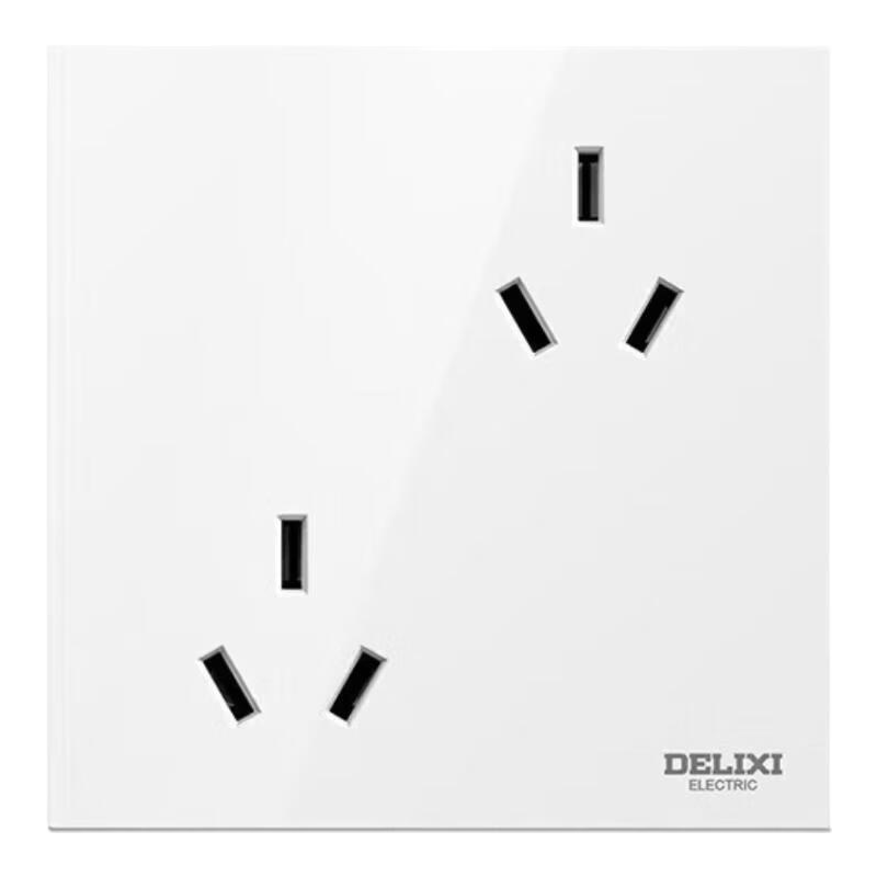 DELIXI Switch Socket Panel, 86-Type Wall Socket CD100, Offset Six-Hole 10A Socket, White