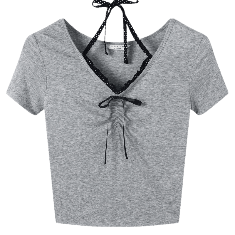 TonLion 2026 Summer Women's Faux Two-Piece Short Sleeve T-Shirt Elegant Fashion Versatile Premium Quality Women's Tee