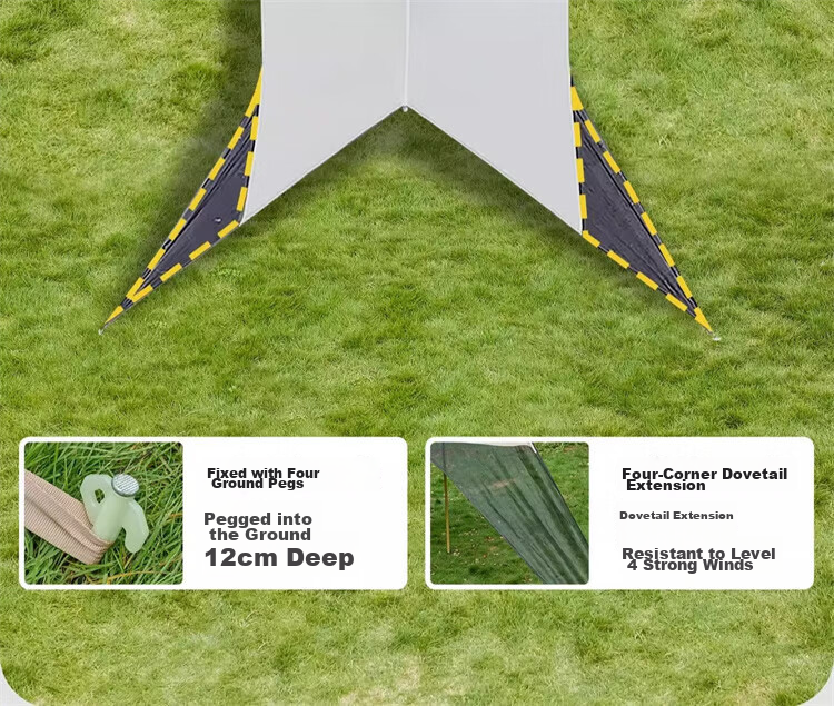 Explorer Lazy Tarp Outdoor Tent Blackout Portable Picnic Camping Gear Full Set No-Setup Sunshade Shelter 17
