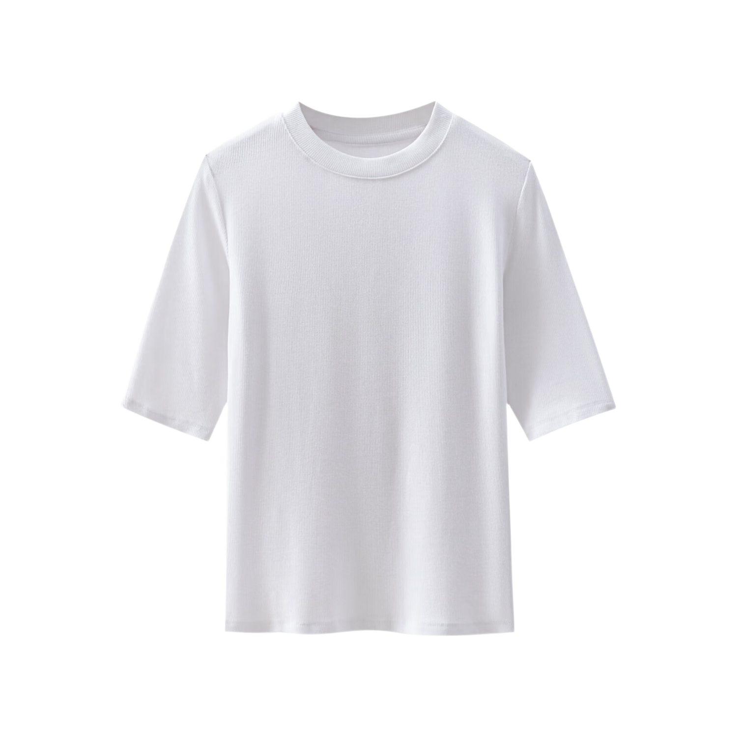 Woodpecker Women's Mid Sleeve T-Shirt, Summer New Slim Fit Knitted Half Sleeve Base Shirt, White, M