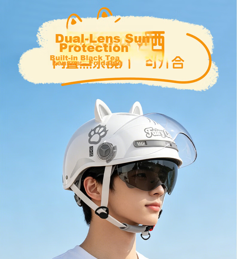 Yundianwei Parent-Child Helmet 3C Certified Electric Vehicle Bluetooth Tail Light Motorcycle Electric Bike Unisex Safety Half Helmet Bluetooth Tail Light Double Visor Four Seasons Summer Special Gray  18