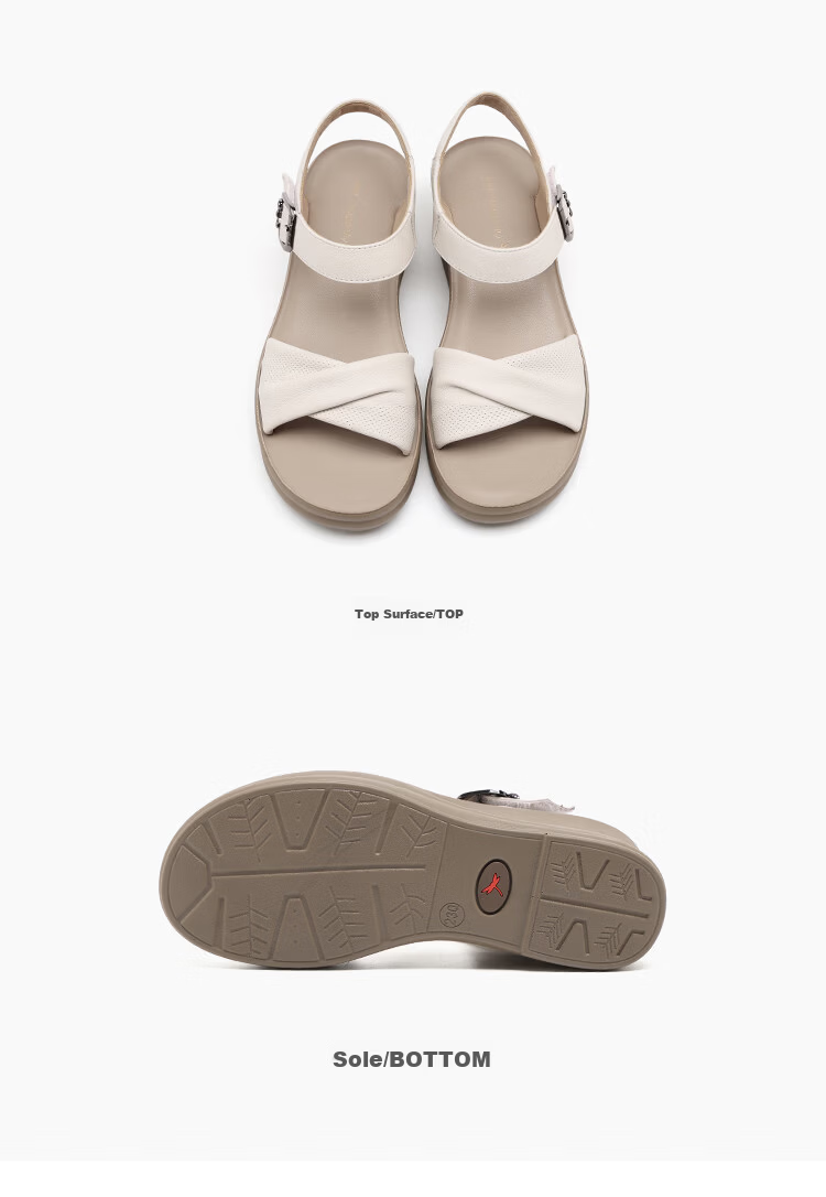 Red Dragonfly Women's Wedge Sandals Open Toe Soft Sole Casual Anti-Slip Middle-Aged and Elderly Shoes WTK265451 Off-White Size 38 12