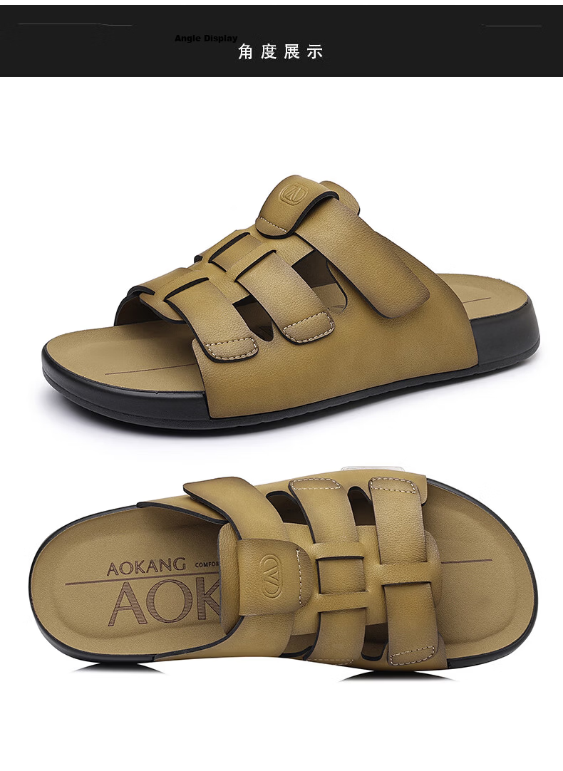 Aokang Summer Men's Casual Beach Sandals Black Size 43 25