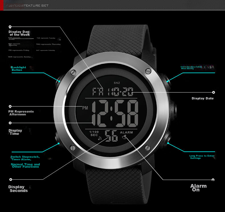 COJR Men's Sports Watch Running Outdoor Military Training Electronic Waterproof for High School Students Enlistment 3
