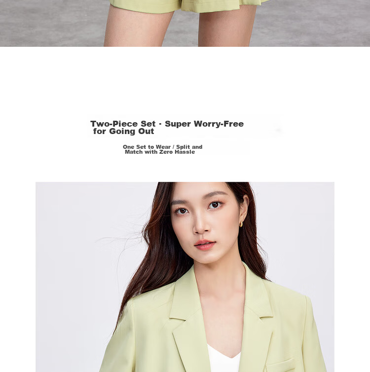 Sentubila Urban Commuter Women's Summer Slim Fit Short Sleeve Blazer and Elastic Waist Shorts Two-Piece Set 5