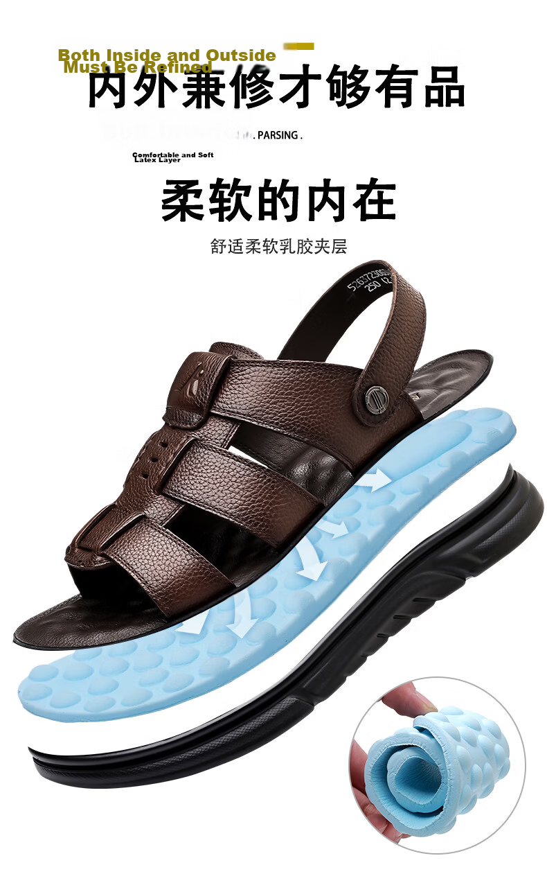 Aokang Summer Men's Casual Beach Sandals Black Size 38 8