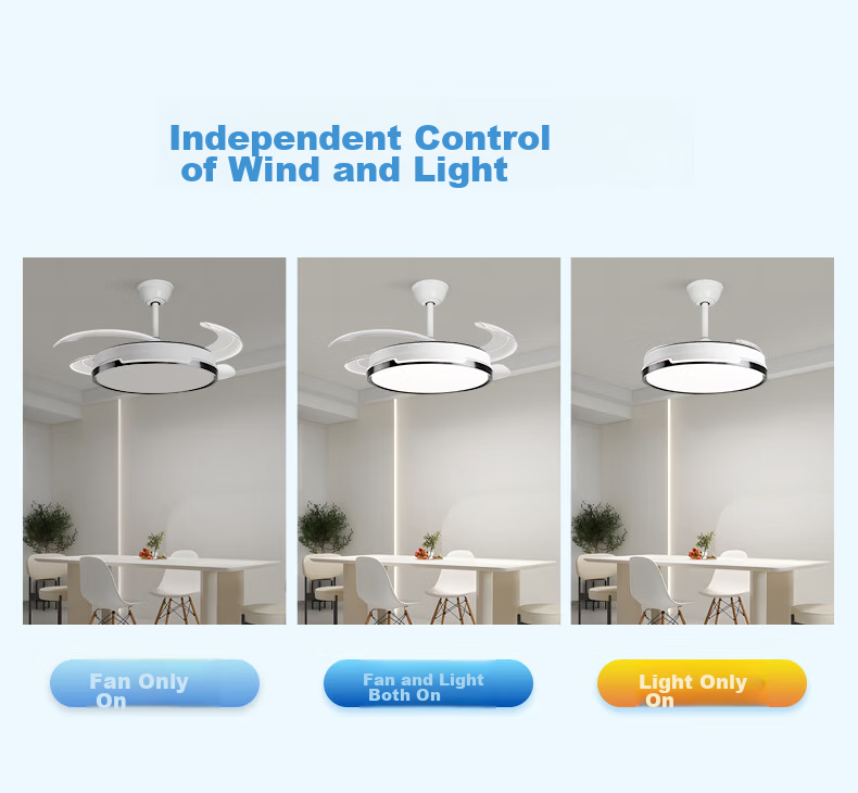 Great Wall LED Invisible Fan Light Ultra-thin Eye Protection Living Room Bedroom Dining Room Ceiling Fan Light Integrated 2026 Zhongshan Fan Light Fixture 9