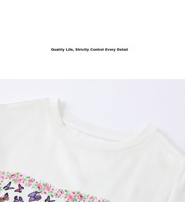 Demana [Cooling Black Technology] Summer Sorona Spliced Mulberry Silk Hand-Painted Print Slimming Concealing T-Shirt for Women Premium 8