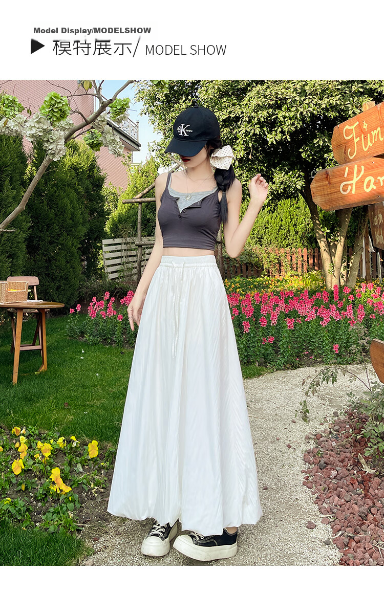 Free Style Bud Half Skirt Women 2026 Summer New Elastic High Waist Draped Slim Lantern Skirt Lazy A-Line Mid-Length Skirt 11