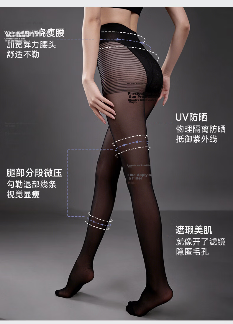 GRACEWELL Sheer Nude Thigh-High Pantyhose, Anti-Snag, Lightweight Summer Stockings, Bare-Leg Effect 3