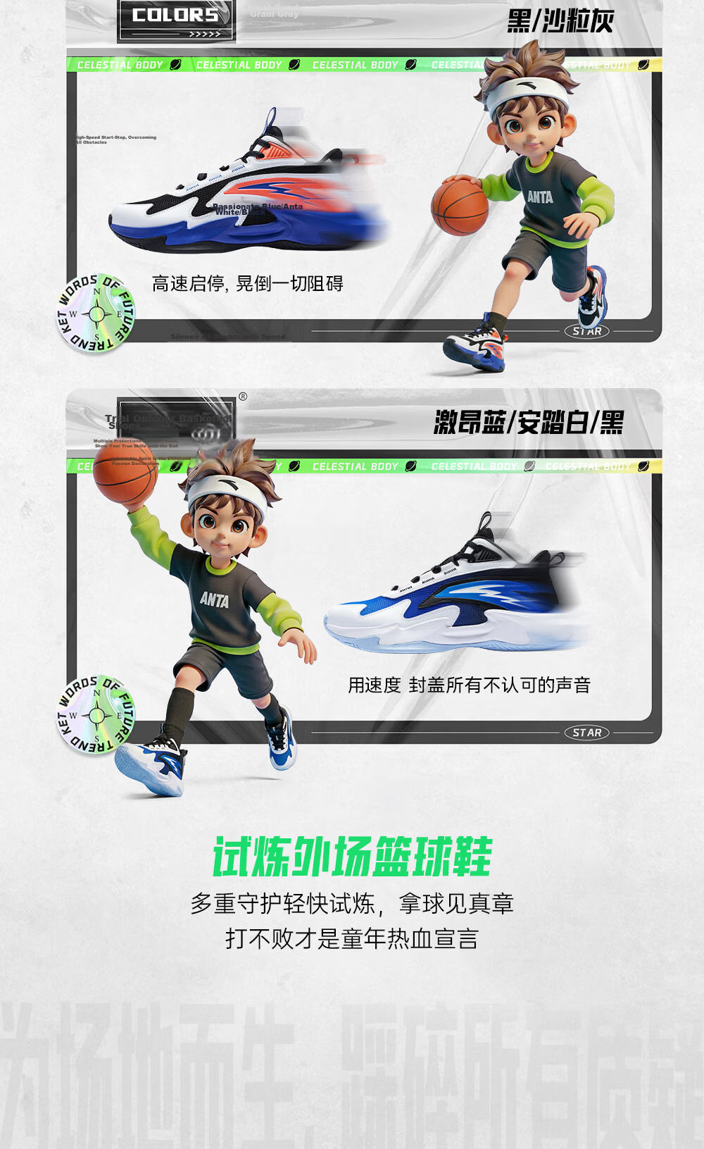 Anta Kids Boys Sports Shoes 2026 Summer Breathable Mesh Trial Basketball Shoes A12621111 16