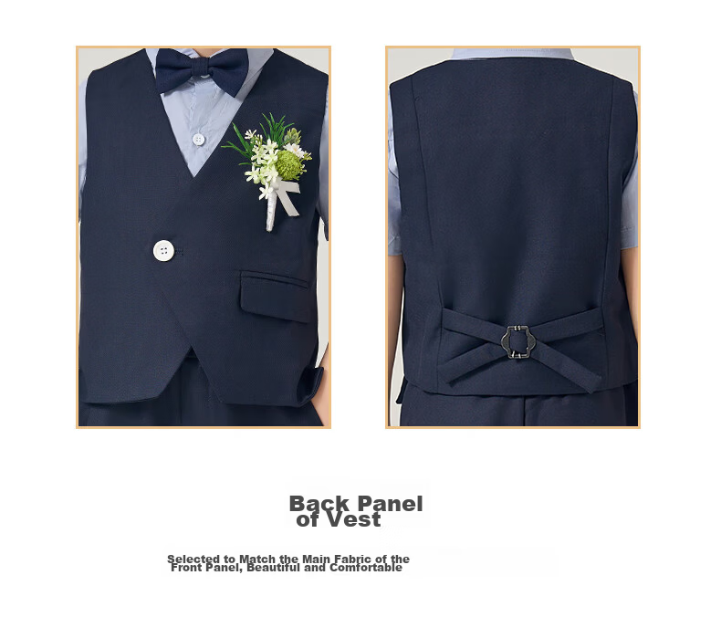 ROMON Children's Formal Suit Boys Graduation Set Birthday Suit Holiday Performance Navy Blue 170 16