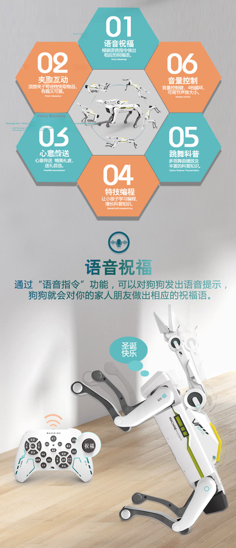 Julai Smart AI Calling Robot Dog Early Education Toy Remote Control Car Programming Stunt Gift for Boys and Girls Birthday New Year 2