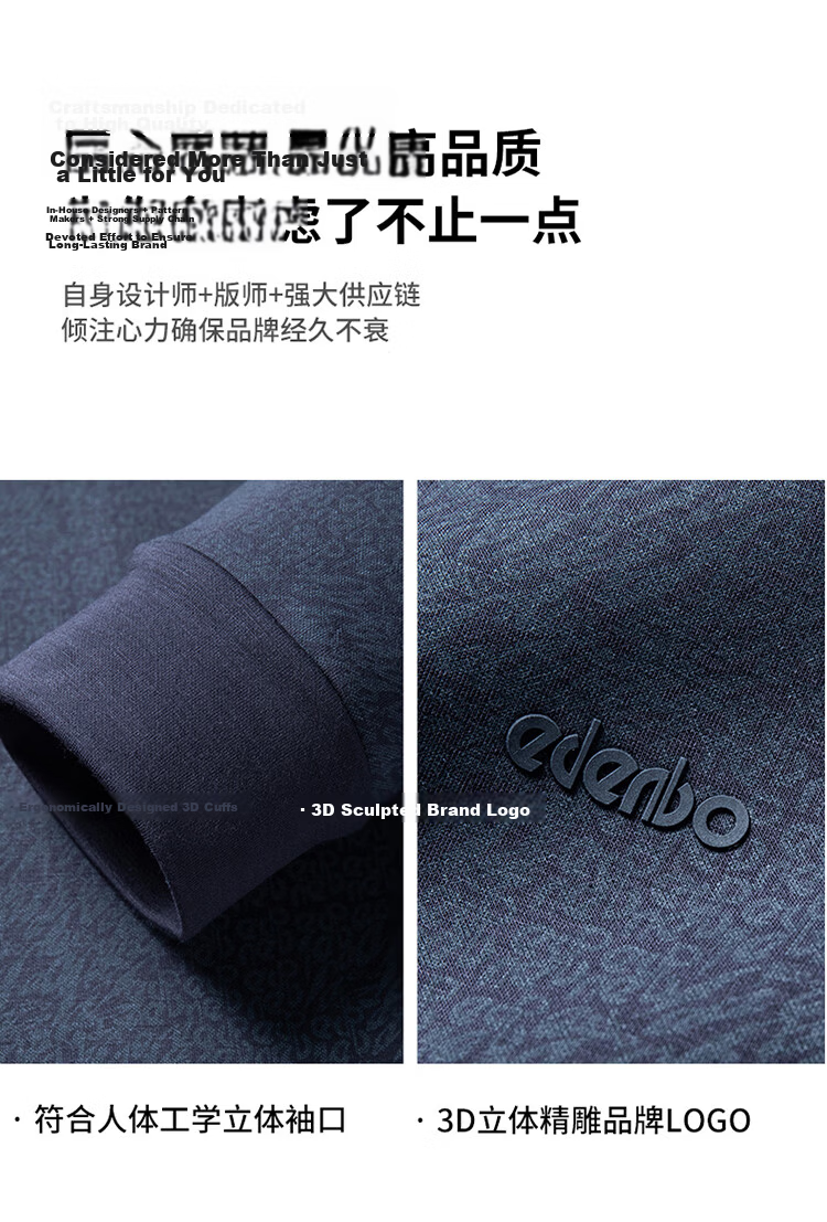 Edenbo Men's Long Sleeve Fleece-Lined Polo Shirt Autumn Winter Full Print Warm Top Dark Blue 180/96A (2XL) 11