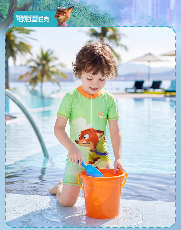 Disney Kids Boys One-Piece Swimwear Zootopia Nick Wilde Green D36232S2G Size 150 4