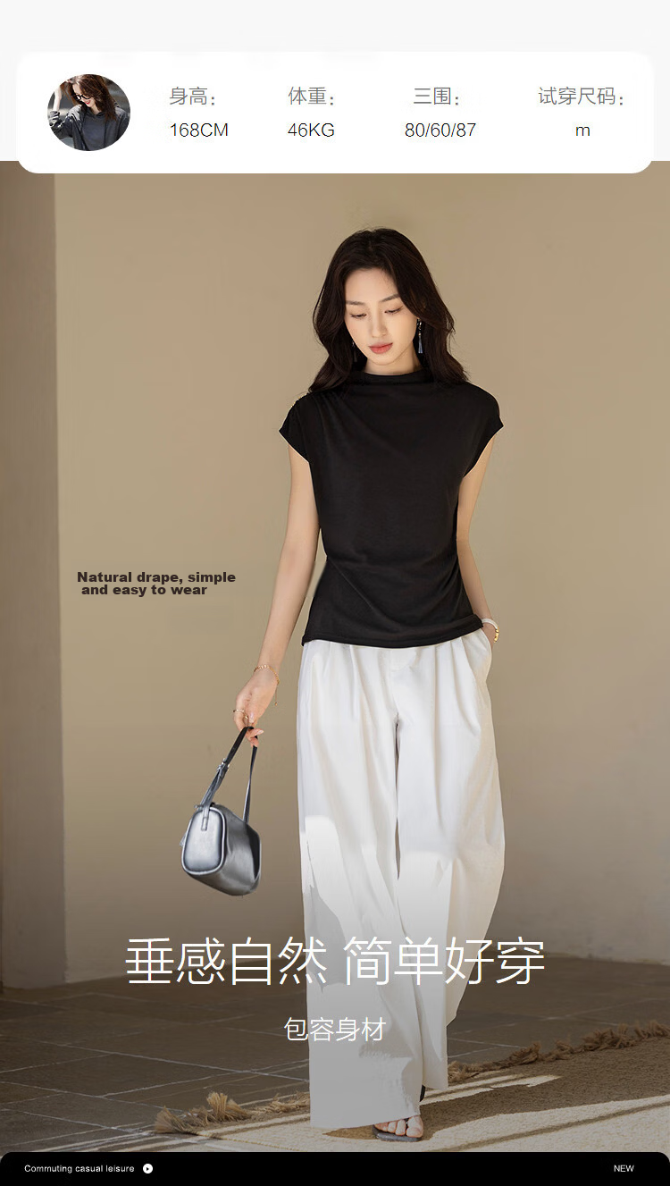 Demana [Lyocell Wool Blend] Spring Turtleneck Short Sleeve Slim Fit Stretch Slimming Women's T-Shirt Premium Feel 11
