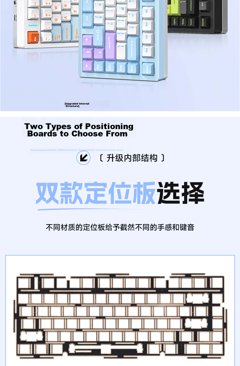 AULA M75 Custom Mechanical Keyboard Tri-Mode Aluminum Wired 2.4G Bluetooth Gasket Structure Gaming M75 Tri-Mode Ink Black Ice Pulse Switch 12