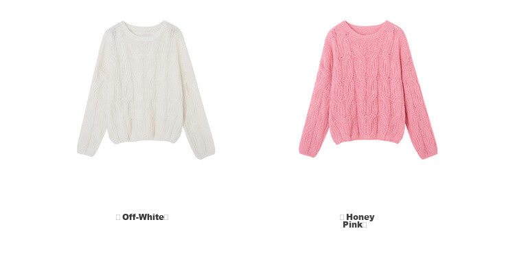 MT Fashion Cable Knit Spring Simple Crew Neck Versatile Loose Long Sleeve Pullover Sweater 16