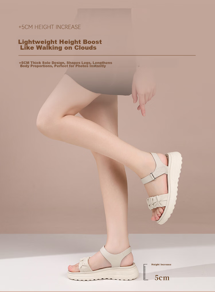 Red Dragonfly Women's Sandals New Thick Sole Casual Platform Soft Sole Lightweight Commuter Mom Shoes WTK265712 Beige Size 38 4