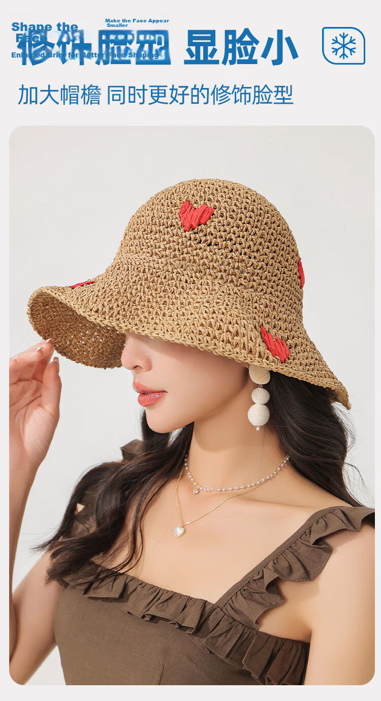 Romon Women's Sun Protection Hat UV Protection Wide Brim Face Covering Beach Straw Sun Hat Fisherman Hat 5