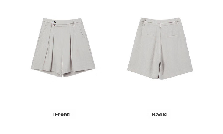 Demana Breathable Linen Feel Summer Commuter Wide-Leg Pleated Two-Button Loose Slimming Women's Casual Shorts 23