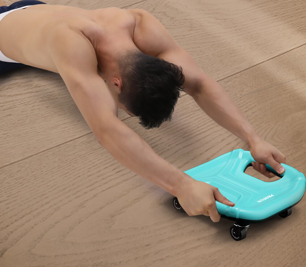 PROIRON Ab Wheel Slider Pilates Gliding Board Abdominal Fitness Equipment for Men and Women with Four Wheels Blue + Knee Pad 8