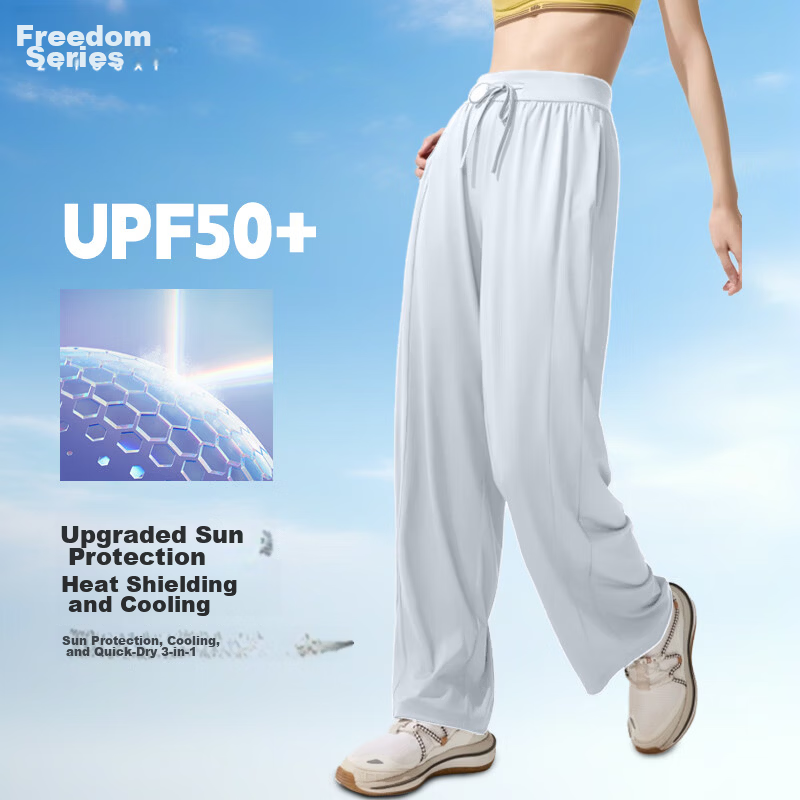 Free Style Wide-Leg Pants for Women Summer Thin 2026 New High Waist Slim Loose Draped Ice Silk Sun Protection Cool Casual Trousers