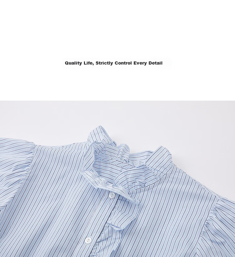 Demana French Romantic Summer Cloud Cotton Striped Ruffle Collar Waist-Slimming Dress for Women Premium Quality 12