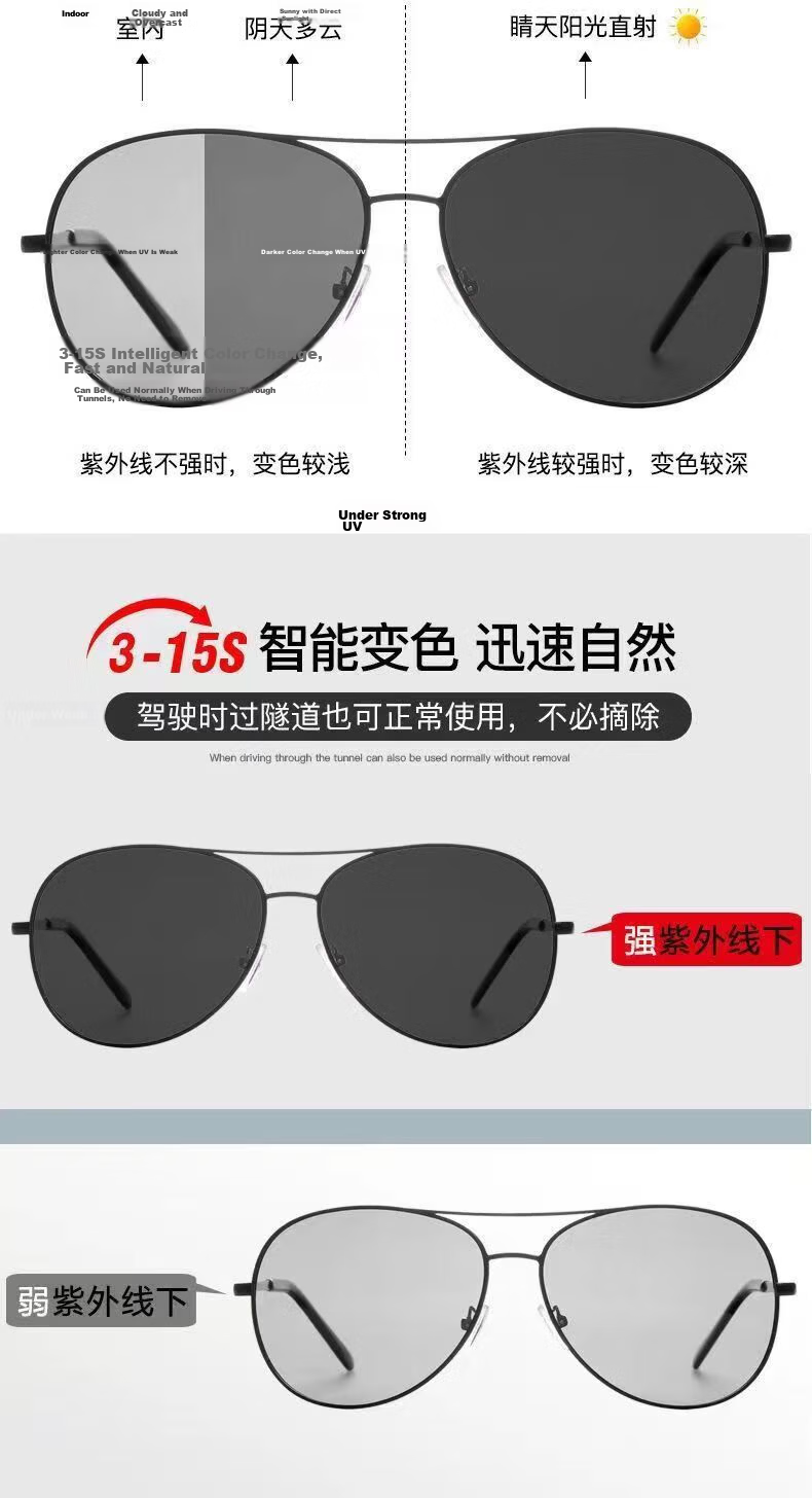 Feisite Sunglasses HD Unisex Polarized UV Protection Driving Glasses Full Black Frame Photochromic 11
