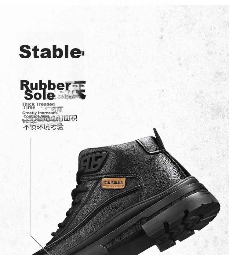 Bull Family Martin Boots Men Autumn Winter New British Style Versatile Work Boots Thick Sole Wear-Resistant Mountaineering Outdoor Hiking Shoes Men 14