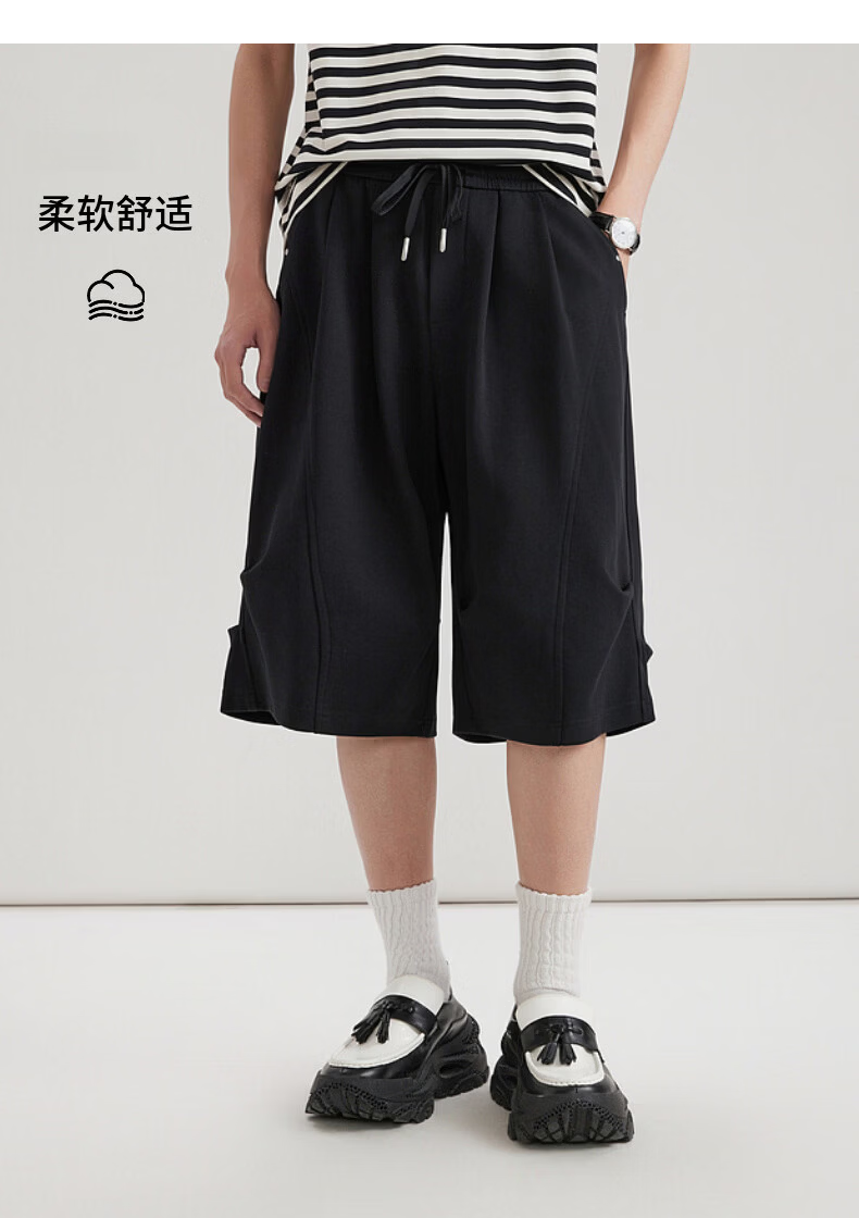 CABBEEN 285G Air Layer Men's Seven-Point Paratrooper Shorts with Studded Decoration Design 2026 Summer Knit Shorts 14