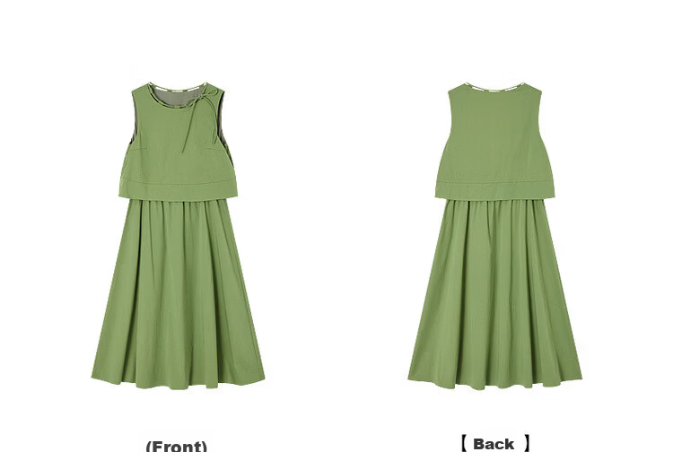 Demana Cotton Cloud Nap Summer Adjustable Strap Round Neck Denim Dress A-Line Mid-Length Women's Dress 23