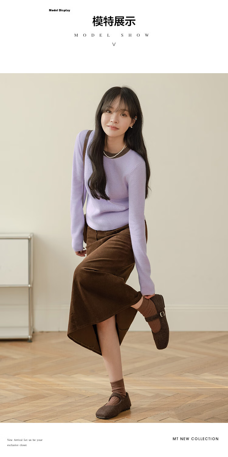 Mt [Korean-Japanese Fresh Style] Autumn Simple Dopamine Colorblock Long Sleeve Pullover Knit Sweater 6